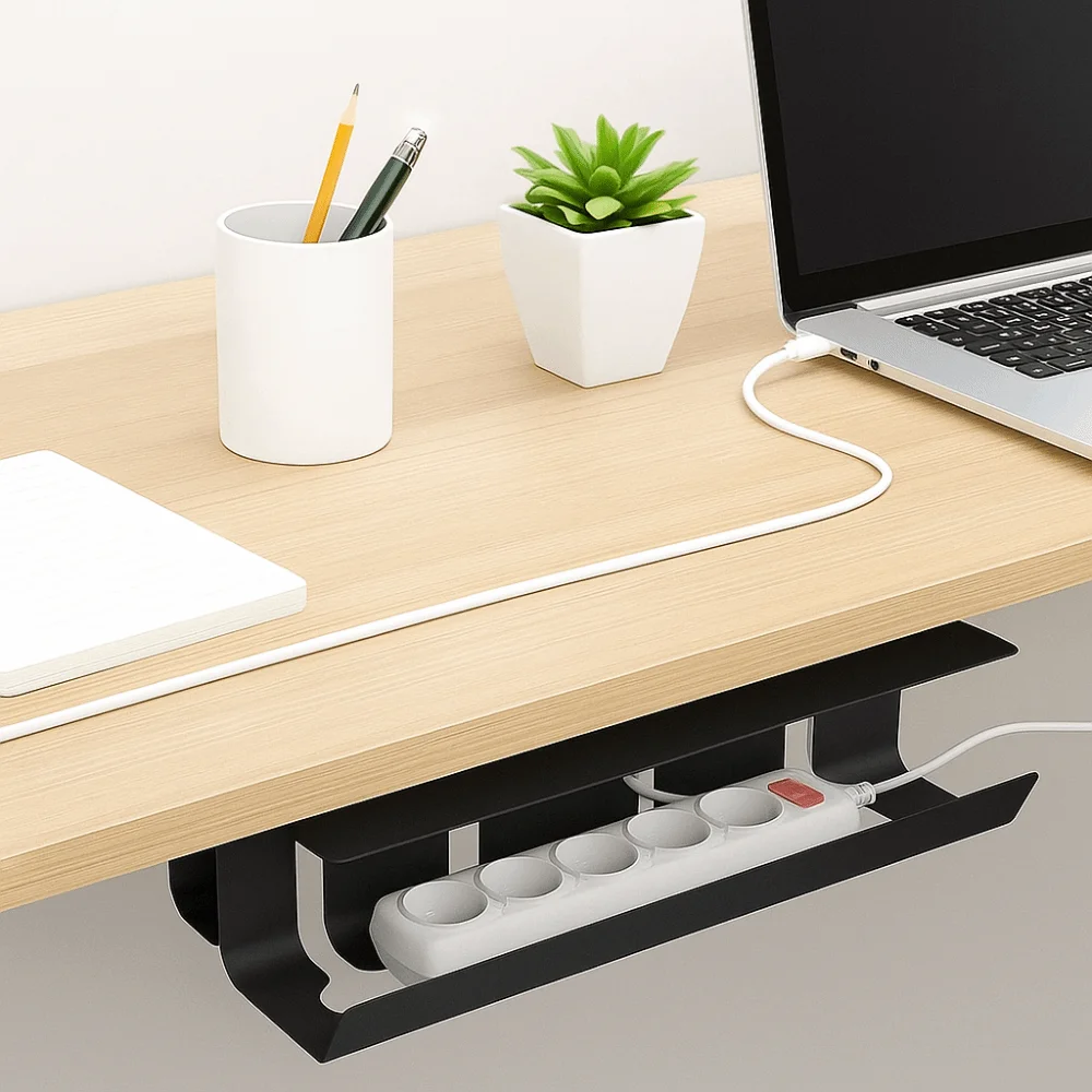 

Large Capacity Under Desk Cable Management Tray Strong Load-bearing Sturdy Socket Strip Holder Black/White
