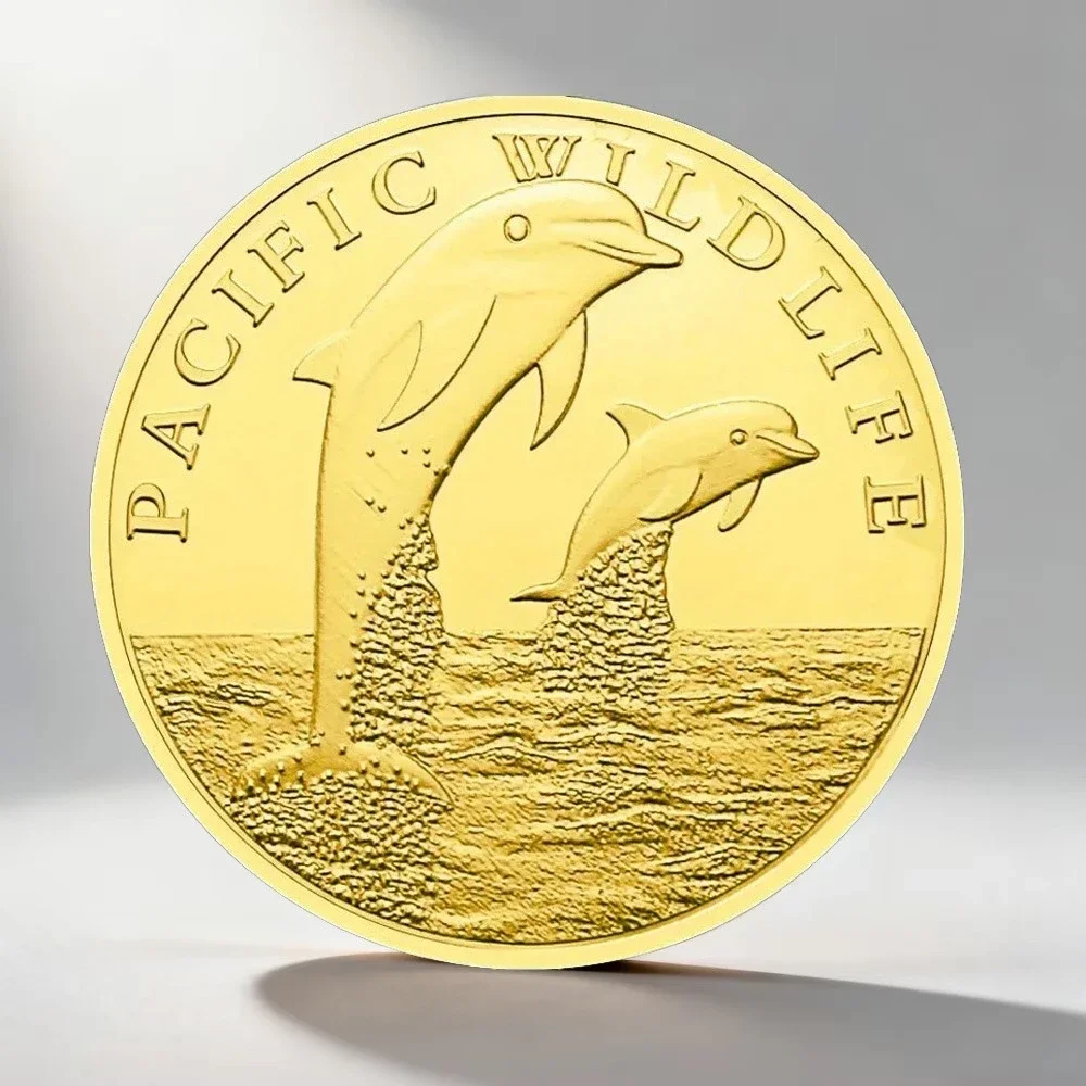 Tooth Fairy Reward Coin Pacific Dolphin Wildlife Collectible Coin Gold Plated Commemorative Medal for Children Gift