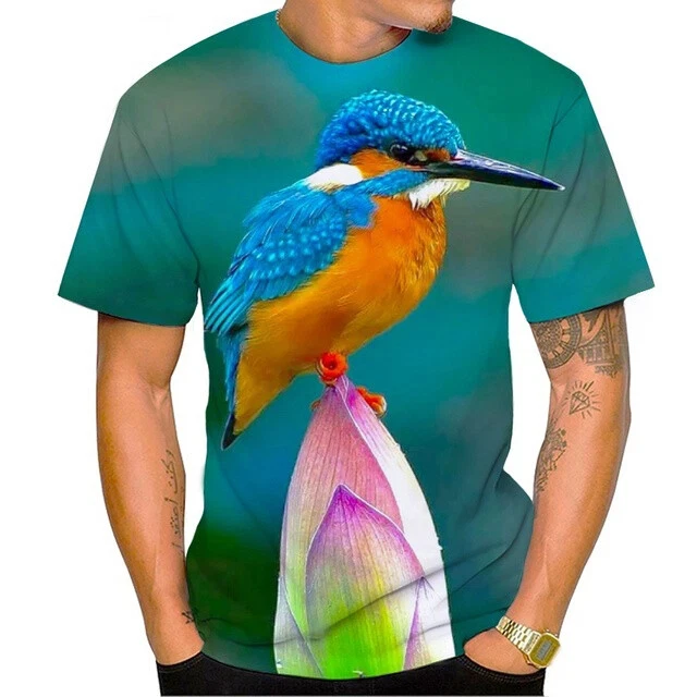 Summer Bird Kingfisher 3D Print T-Shirts Men's O-Neck Casual Short Sleeve T Shirt Oversized Tees Harajuku Y2k Tops Men Clothing
