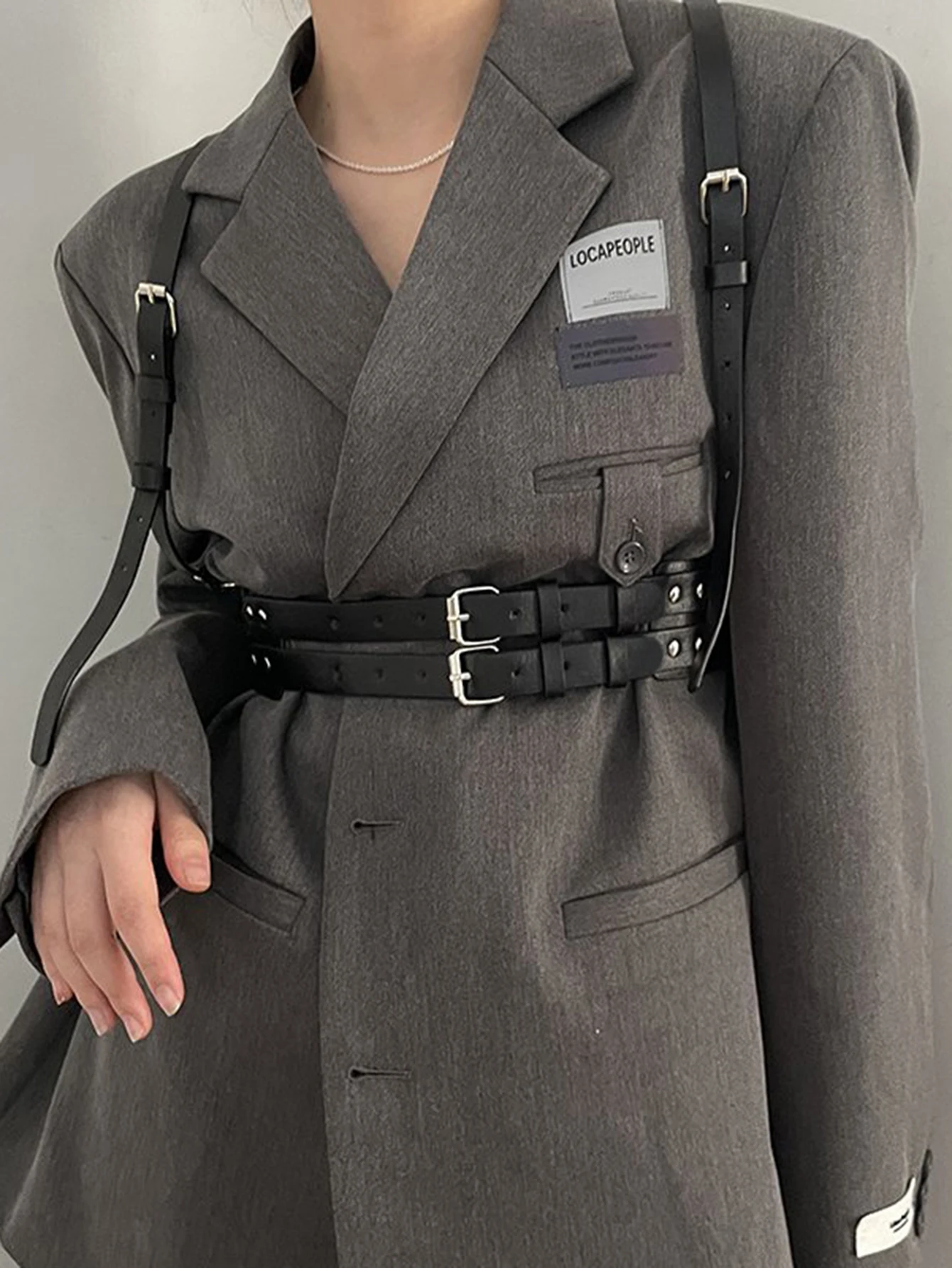 حزام خصر أنيق للجسم - حزام خصر نسائي بإبزيم قابل للتعديل، إكسسوار على الطراز القوطي للفساتين والملابس