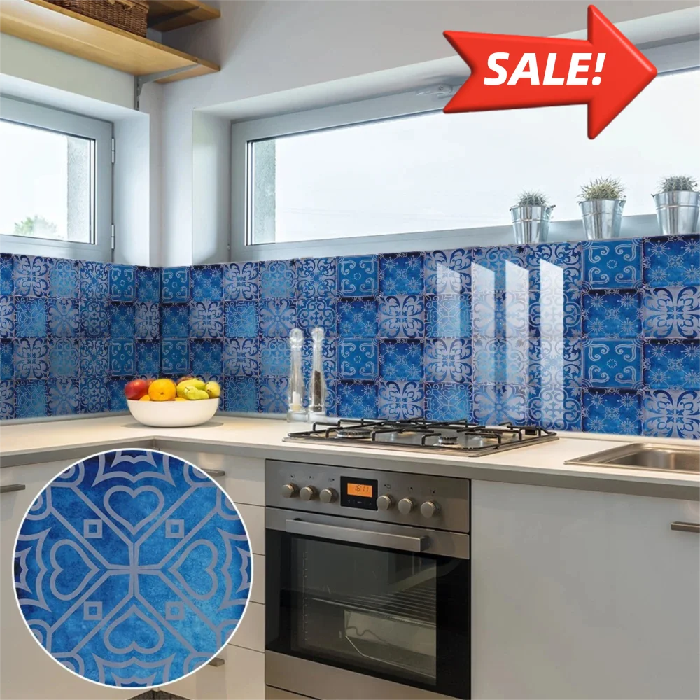 10 teile/satz Neue PVC Traum Blau Fliesen Aufkleber Öl-proof Backsplash Wand Aufkleber Wasserdicht Peel & Stick Kunst wandbild Küche Badezimmer