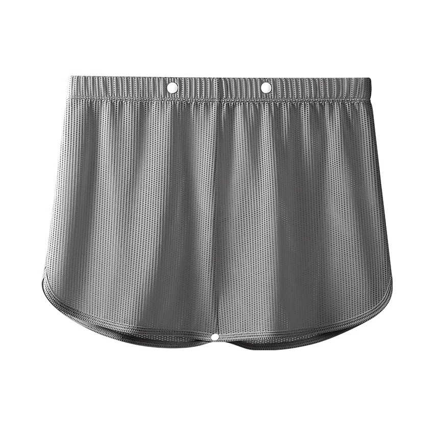 3 in 1 Men's Summer Spring Skirt Shorts Boxer Casual Mesh Ice Silk Sleeping Apro Pants - Comfortable Male Underwear