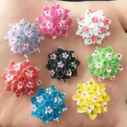 20PCS AB Resin 20mm Print Flower Flatback Stone Wedding Diy Scrapbok Crafts R52