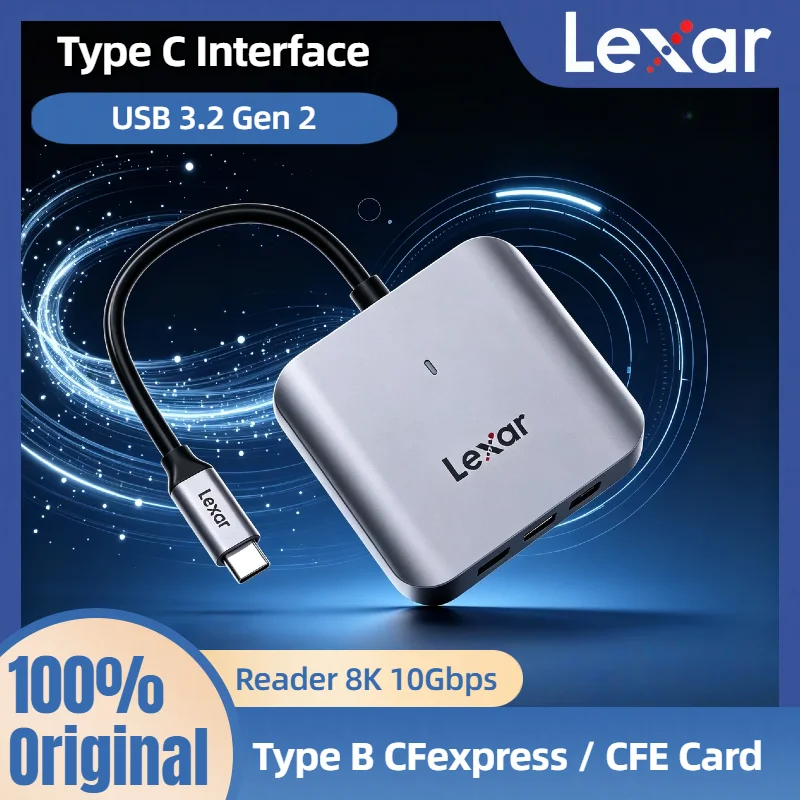 タイプcインターフェース純正lexar-510u-タイプb-cfexpressカードリーダー-メモリカードリーダー-cfeカードリーダー-usb-32-gen-2-8k-10gbps