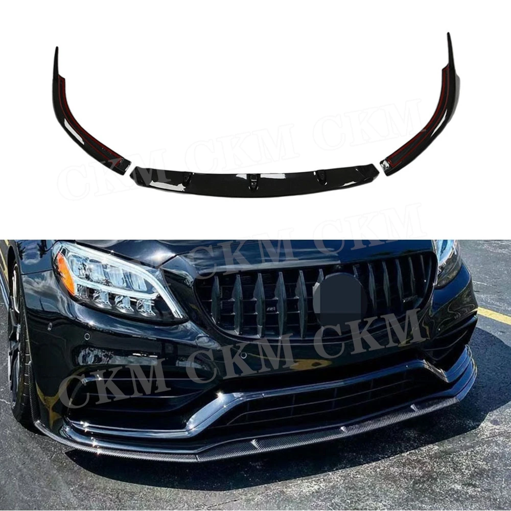 Carbon Fiber Front Lip Chin Bumper Spoiler FRP bumper cover for Mercedes Benz C Class W205 C63 AMG 2015-2020 4 door and 2 door