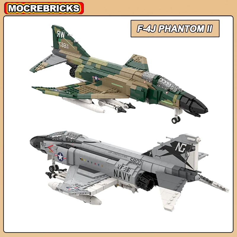 MOC Building Blocks Cold War F-4J Phantom II Combat Bombers Soldiers Transport Military Fighter DIY Technical Model Bricks Toys