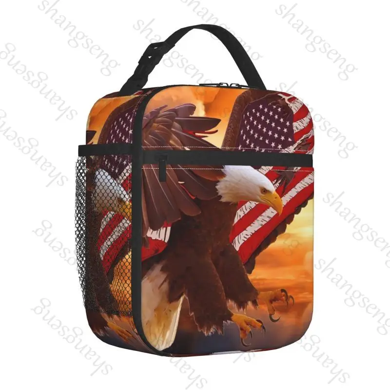 American Flag Eagle Printed Insulated Thermal Bag Lunch bag Foods Drink Storage Leakproof Picnic Camping Bags Outdoor Box beach