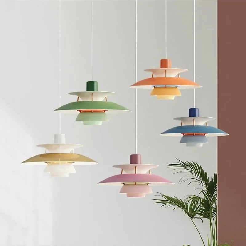 

2024 Danish Designer E27 Chandelier Nordic High Quality Umbrella Led Hanging Lamp Living Lustre Kitchen UFO 5 Color Droplight