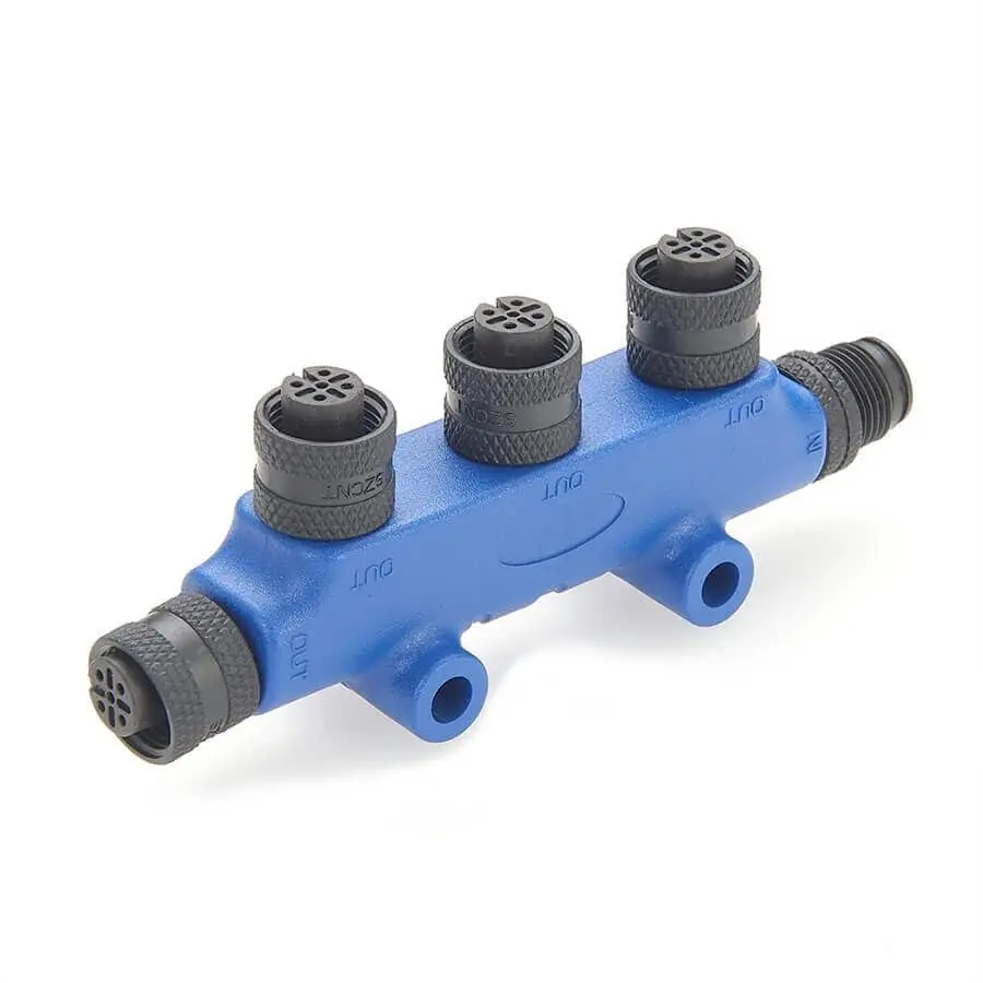 Marine NMEA 2000 Compatible CAN Bus M12 5 Pin 4 Female to 5 Pin Male 3 Port Connector 