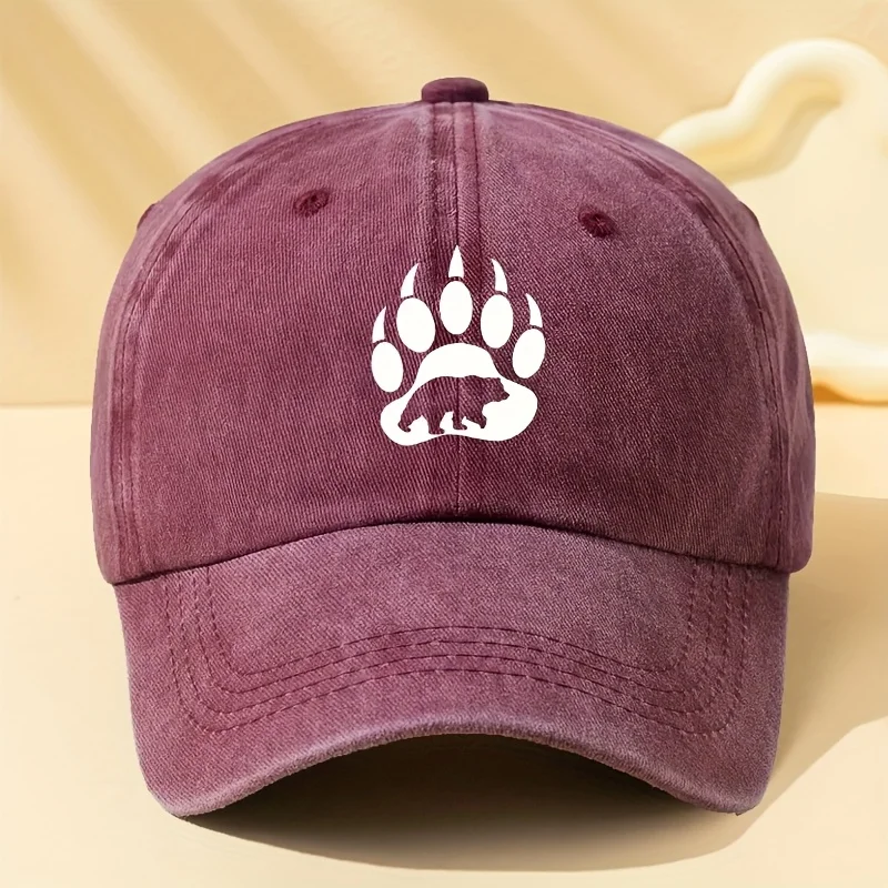 Bear paw printed baseball cap is suitable for outdoor sports, camping, festivals, and parties. Duck billed cap view 6