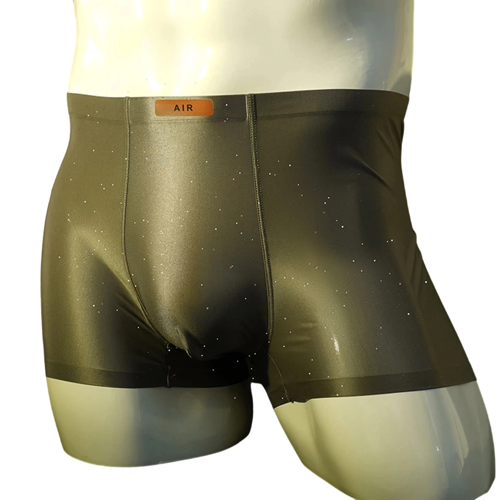 Men Oily Glossy Boxer Shorts Sexy Accessories Underwear Ultra-Thin Lingeries For Man Seamless Breathable Men's Panties Fashion