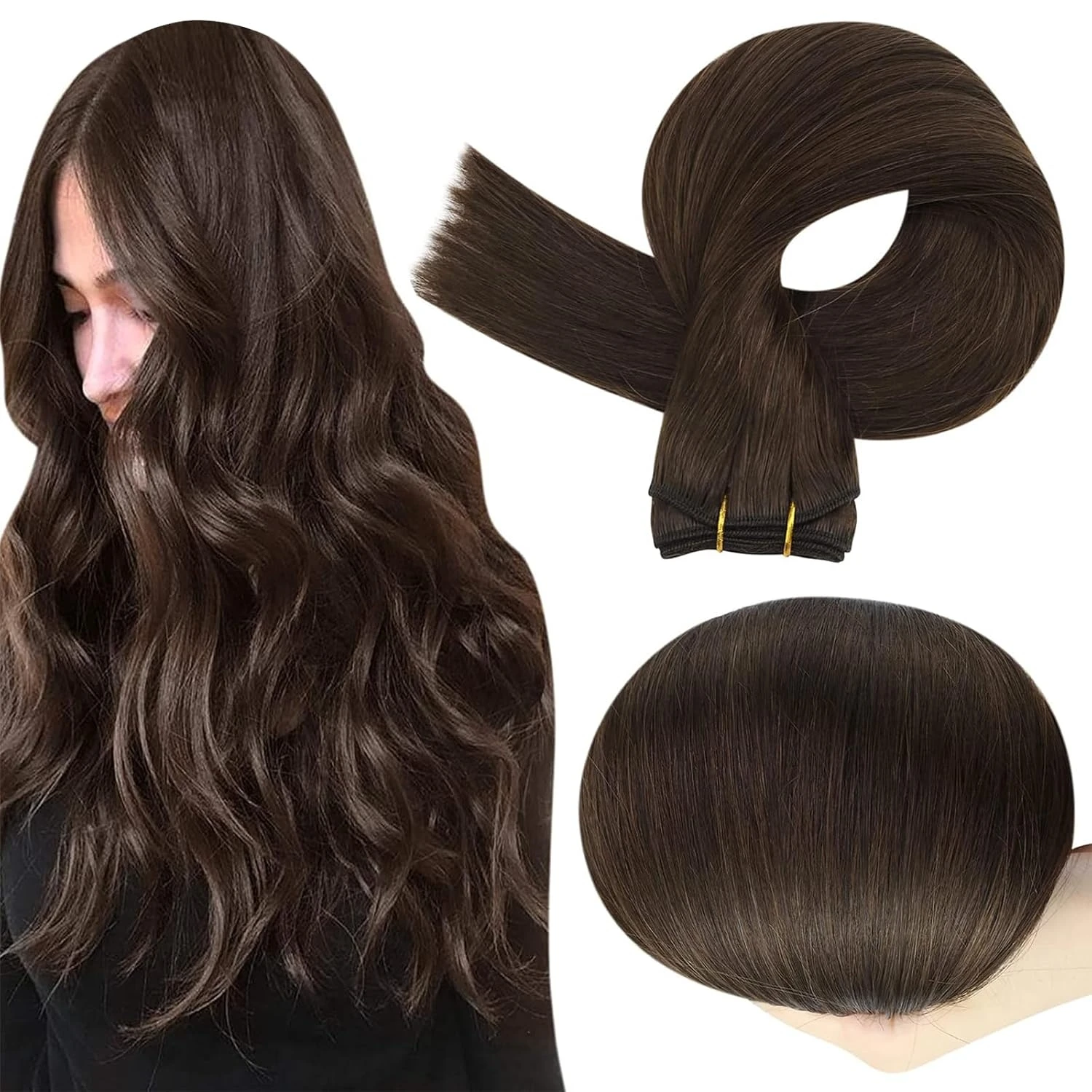 Full Shine Weft Hair Extensions Pure Color Remy Hair Sew in Silky Skin Double Weft Hair Extensions For Salon