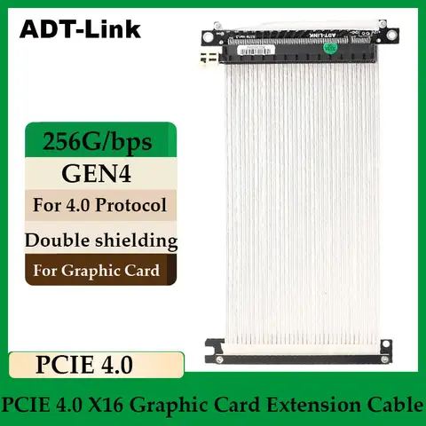 ADT-Link Double Reverse PCIe Riser Cable 4.0 X16 PCI Express Riser Extender Flexible High Speed GUP Riser Cable For ITX A4 Case