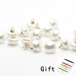 10mm Mushroom Faux Plastic Shirt semicircle Pearl Buttons Gold Shank Button For Clothing  Woman Kids Decorative Mini Sewing DIY