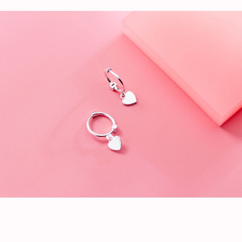 MloveAcc Genuine 925 Sterling Silver Heart Hoop Earrings for Charm Women Wedding Party Sterling Silver Fashion Jewelry