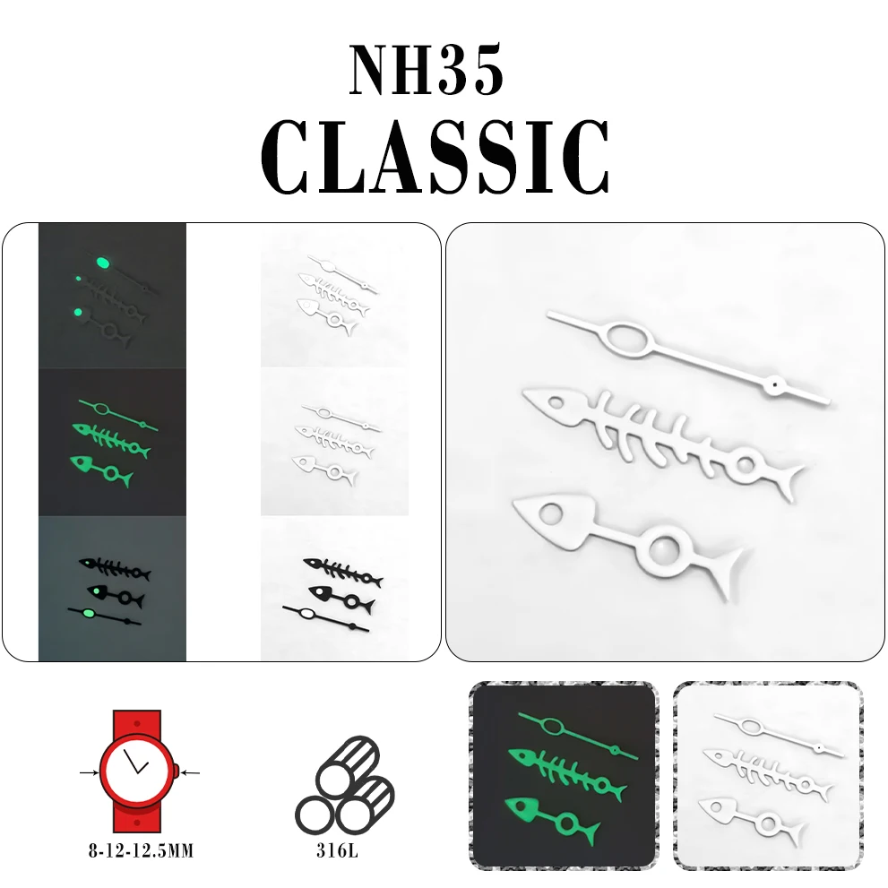 

Modified Green Luminous Personalized Fishbone Watch Hand Fit For NH35/NH36/4R/7S Movement