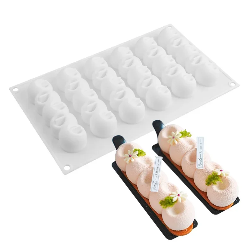 6 Rows of Concave Balls, White Strip Mousse Mold, Baking Cake Mould JSC3011