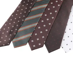8cm Luxury Men's Business Brown Neck Ties Formal Polka Dots Striped White Neckties New Fashion Silk Tie Tuxedo Suit Accessories