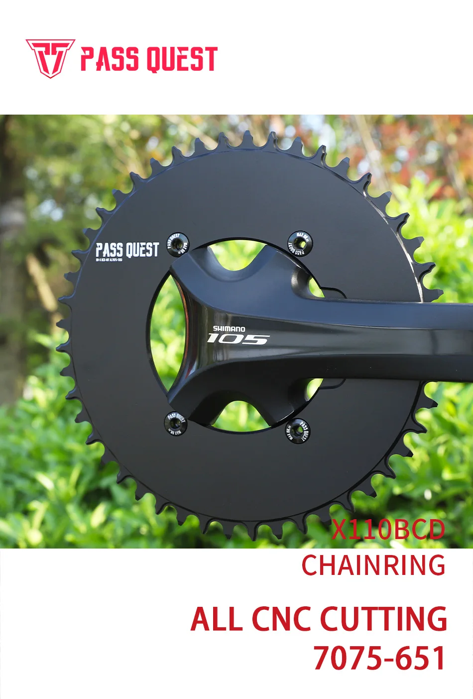 PASS QUEST X110BCD AERO Narrow Wide Chainring for R3000/4700/5800/6800/DA9000 Chainwheel BLACK Gravel Folding Bike Available