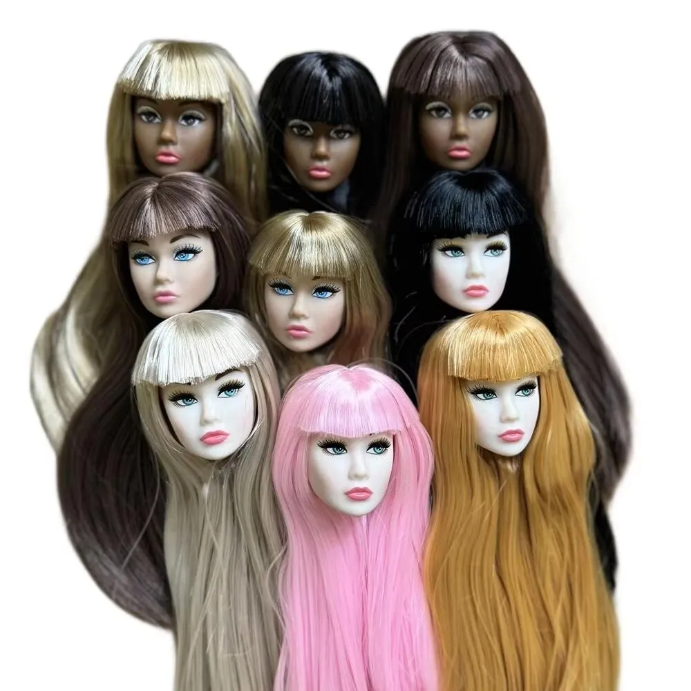 European Face Doll Head Long Hair White Normal Tan Skin Practice Makeup Head Fashion Doll Head for 11.5 Inch BJD Doll Body