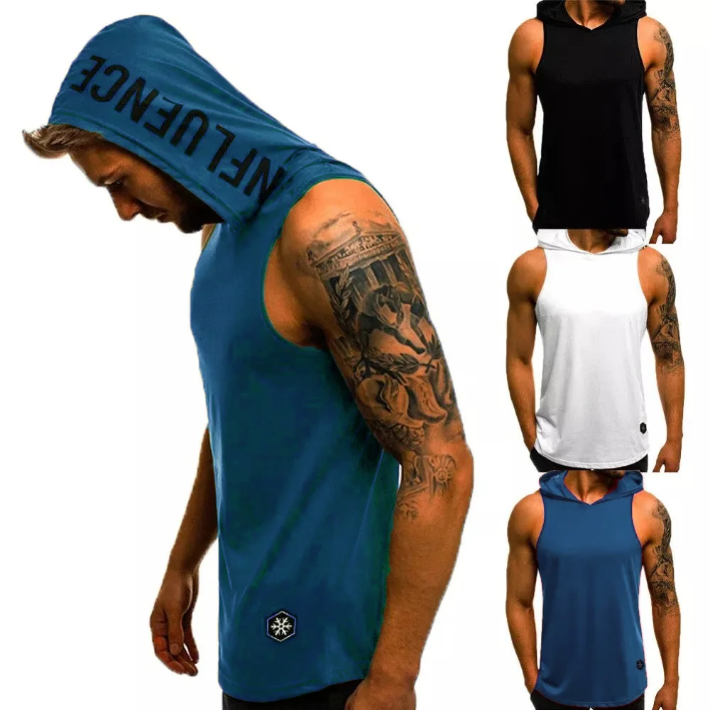 Herren Tank Top Streetwear Ärmellose Shirts Gym Männer Fitness Kapuzenshirt Bodybuilding Hochelastische Sport Basketball Weste – Detail 2