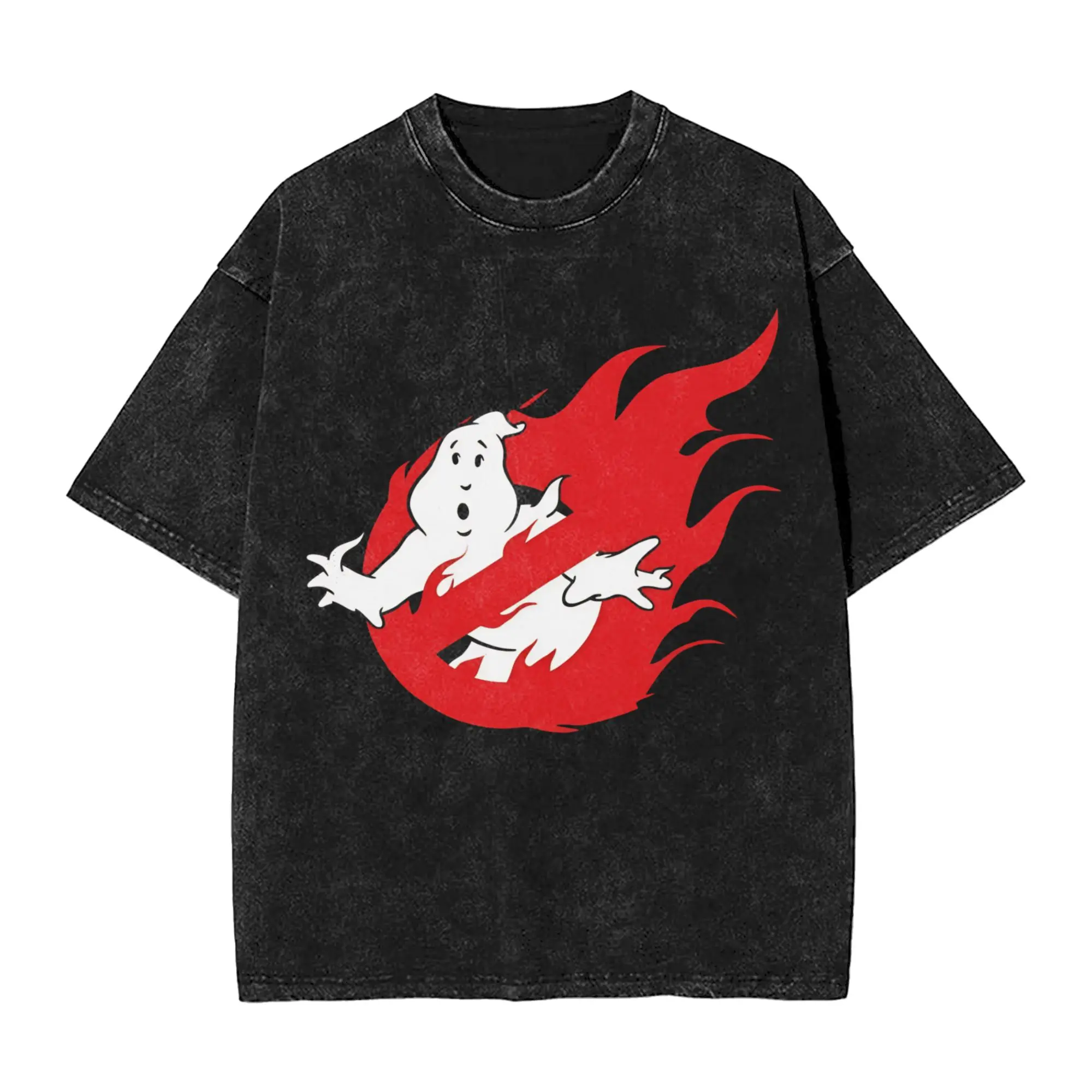 Men's T-Shirt The Ghostbusters in Fire Washed T-Shirts Harajuku  Beach Tees Y2K Funny Printed Casual Clothing Birthday Present