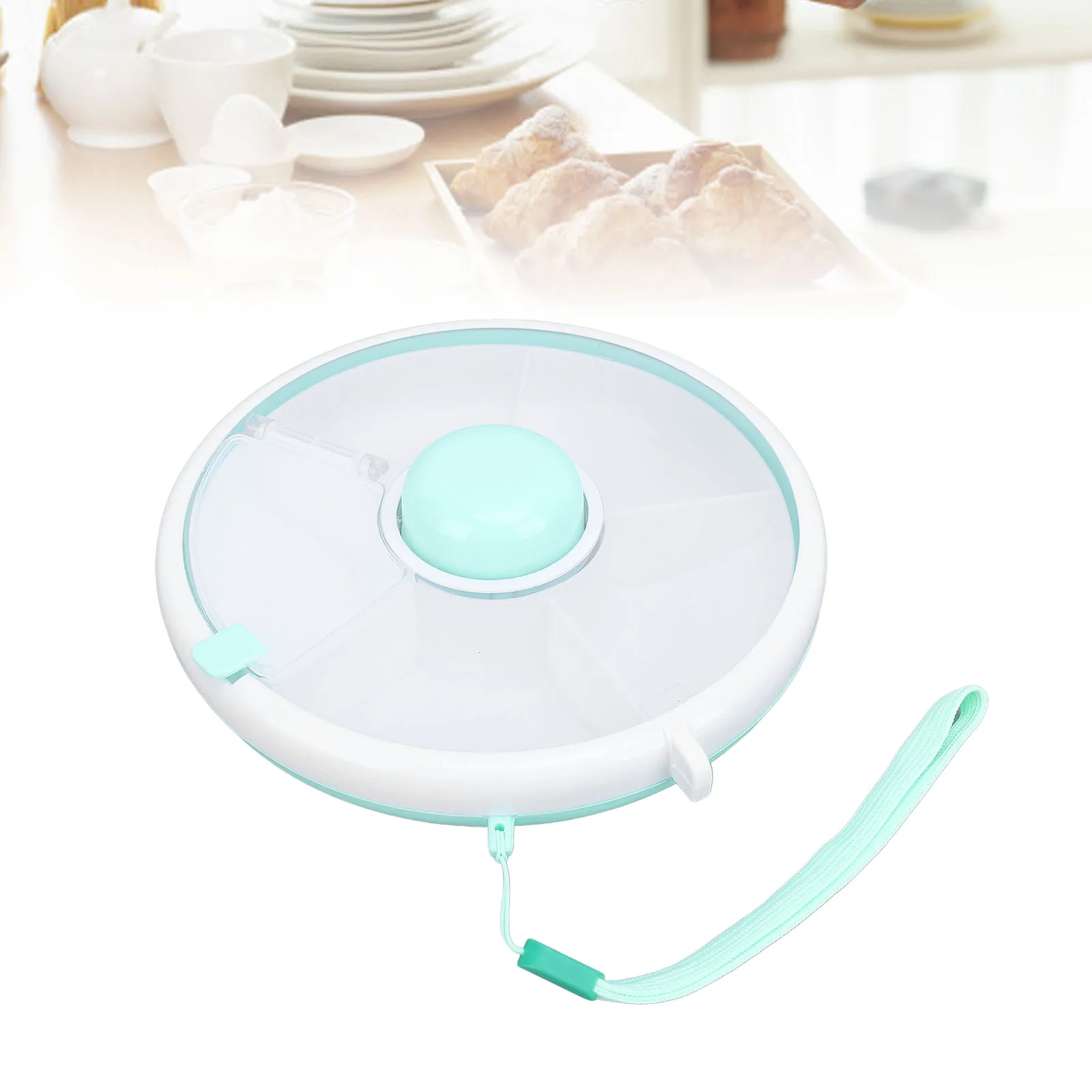 

ZK30 360° Rotating Snack Container Large Capacity Sealing Kids Fruit Storage Box Bundle with Lid for Home Mint Green