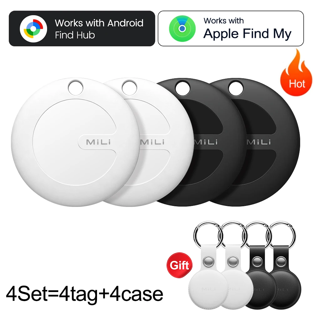 MiLi MiTag Smart Locatie Tag 1-4 Stuks Dual System Bluetooth GPS Tracker Locator Sleutelzoeker Werkt Met IOS & Google Find Hub App