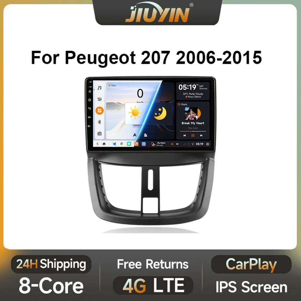 JIUYIN  Car Radio For Peugeot 207 207CC 2006 - 2015 Android 13 wireless CarPlay Auto car intelligent systems No 2din DVD