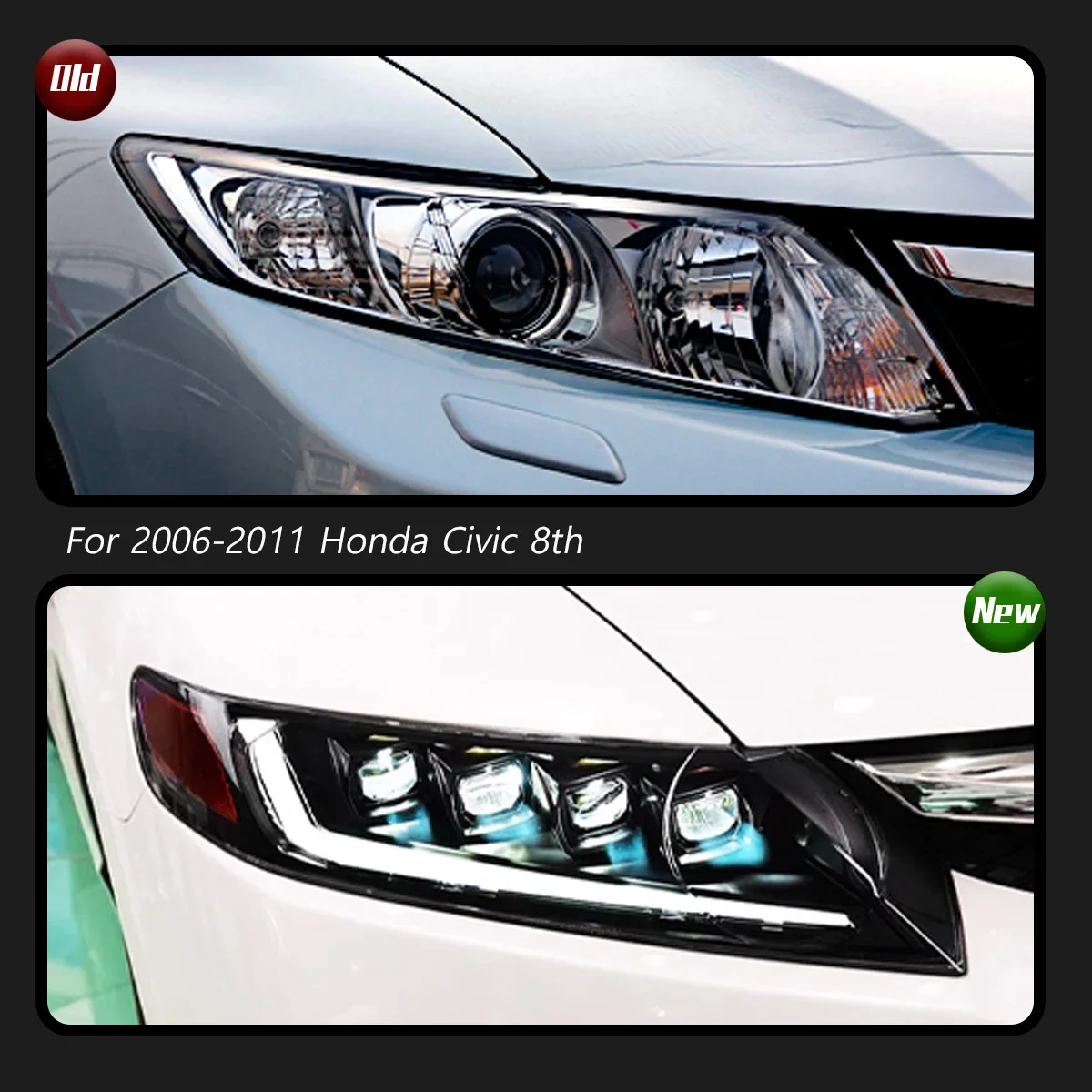 

Автомобильные фары TYPY для Honda Civic 8th, 2006-2011, светодиодные фары для проектора, дневные ходовые огни, автомобильные аксессуары