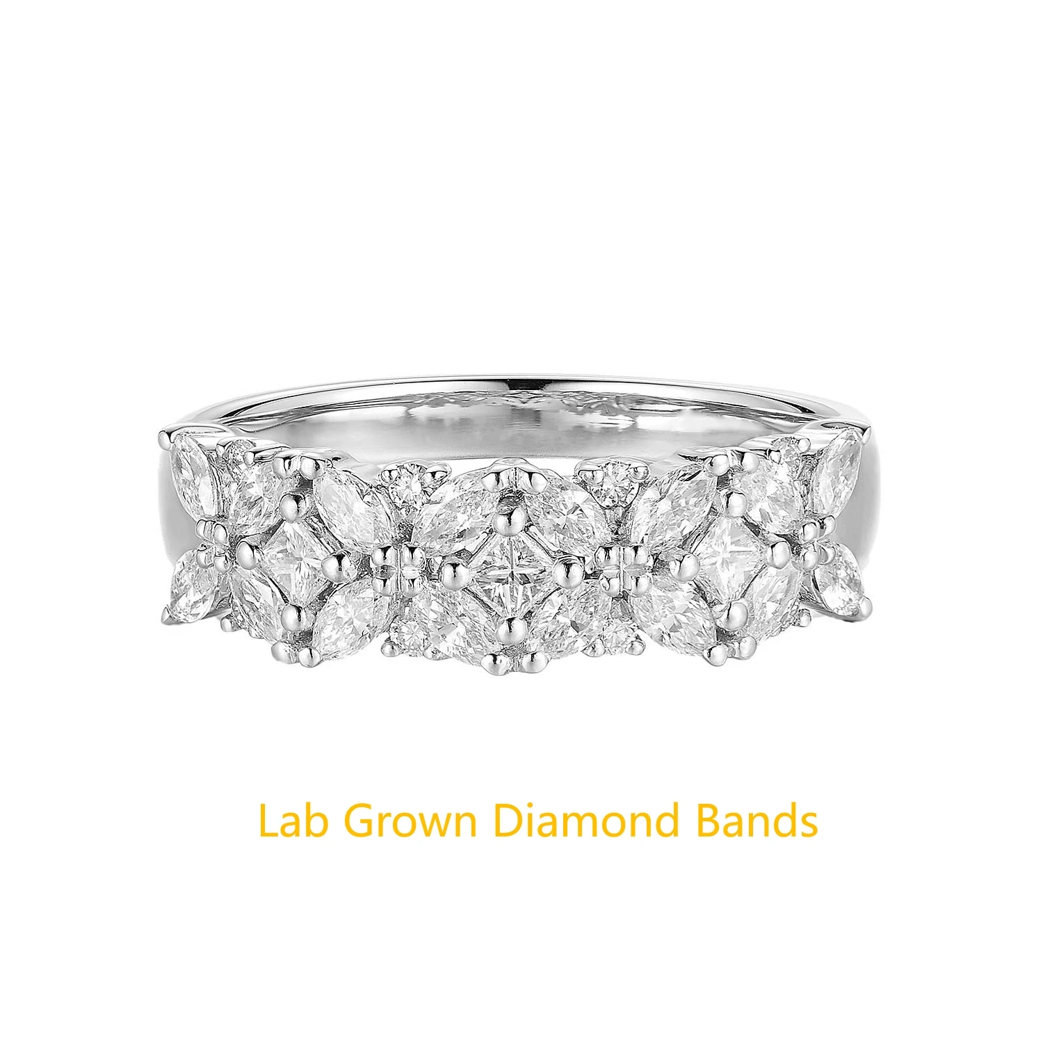 

Platinum 950 Marquise And Princess Cut Total 0.7ctw Lab Grown Diamond DEF VS-VVS Wedding Band For Lady
