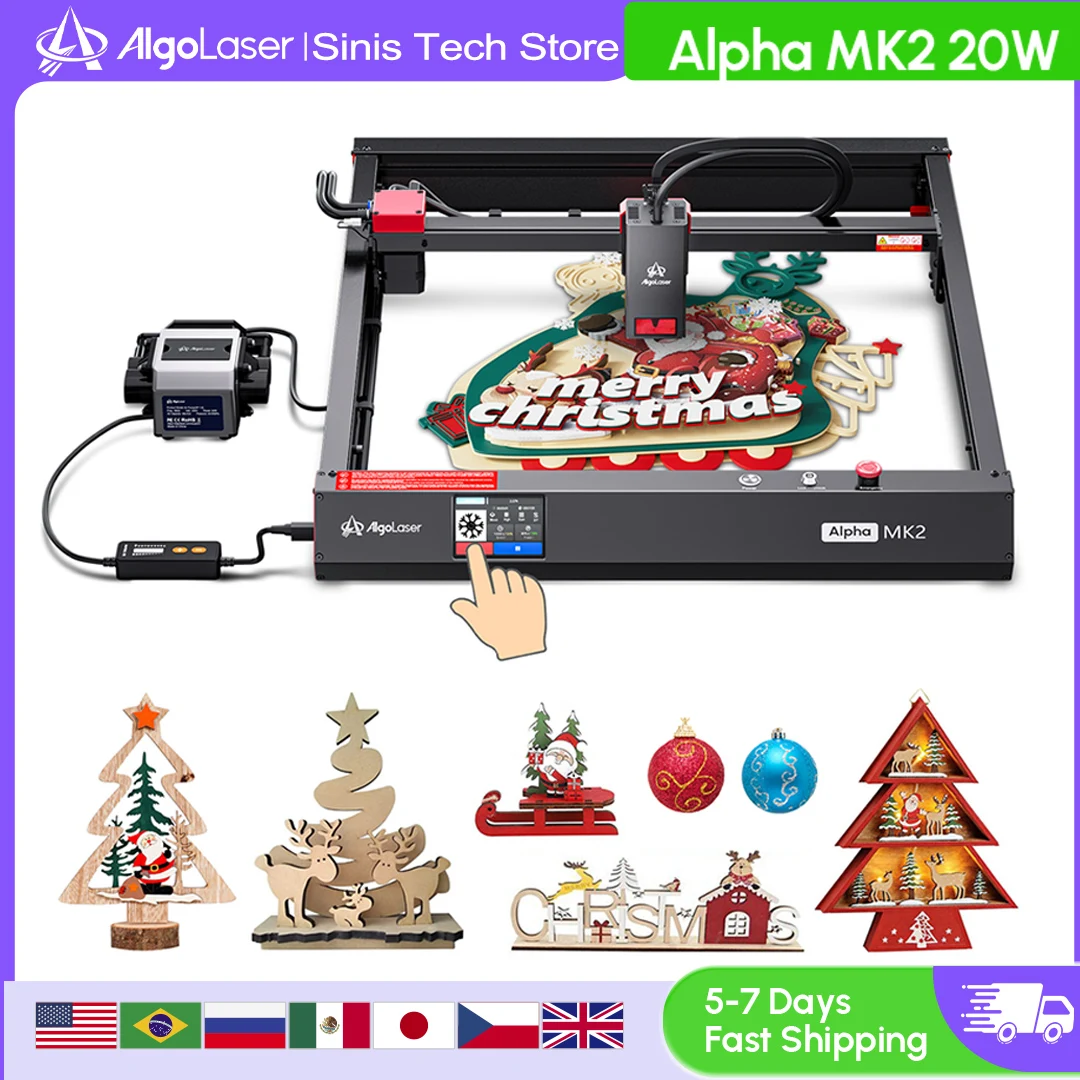 AlgoLaser Alpha MK2 20W lasergraveerder met luchtpomp APP-bediening CNC Dual-core CPU Veelzijdig innovatief zakelijk doe-het-zelf-gereedschap