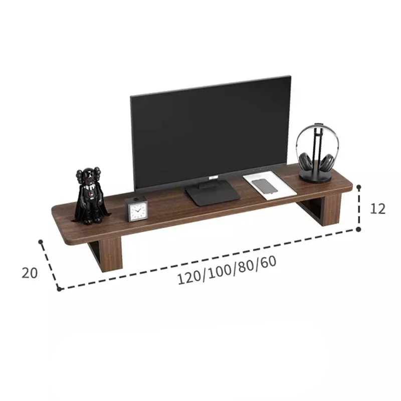 Nordic Simple Walnut Color Computer Monitor Raised Shelf Screen Support Stand Office Laptop Cooling Storage Holders Solid Wood