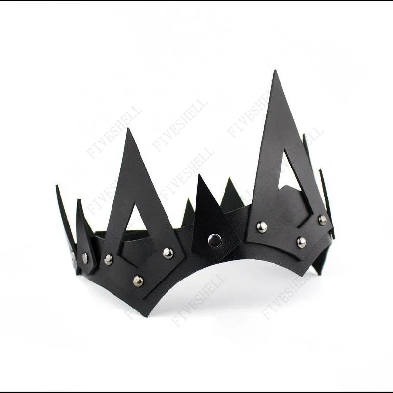 Medieval Royal Princess Queen Crown Headpiece Gothic Spiked Tiara Diadem Viking King Cosplay Costume Leather Headdress For Women