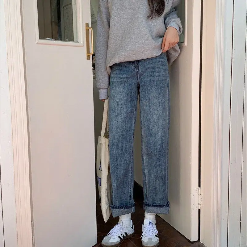 

Summer Vintage Baggy Y2k High Waist Jeans Spring Woman Streetwear Korean Fashion Jeans Denim Loose Straight Leg Jeans U368