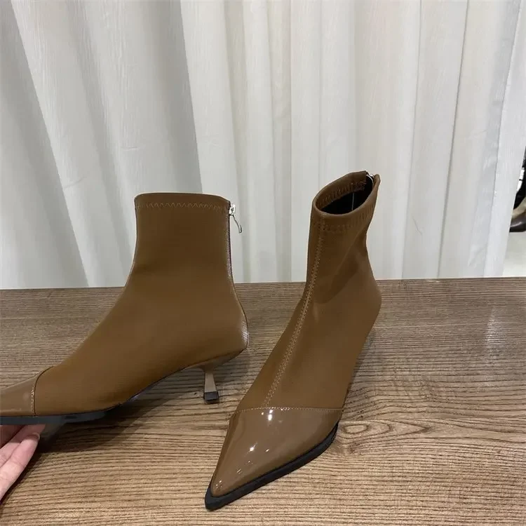 Women Ankle Boots Fashion Pointed Toe Low Heels Ladies Elegant Short Boot Thin Heel Chelsea Botas Botas De Mujer 2023