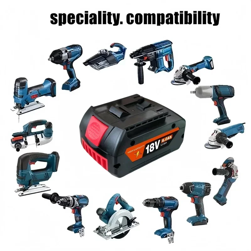 NEW 18V 10Ah Li-Ion Rechargeable BatteryPortable Backup Power Tool Batteryfor Bosch 12000mahwith Indicator Light BAT609 BAT618