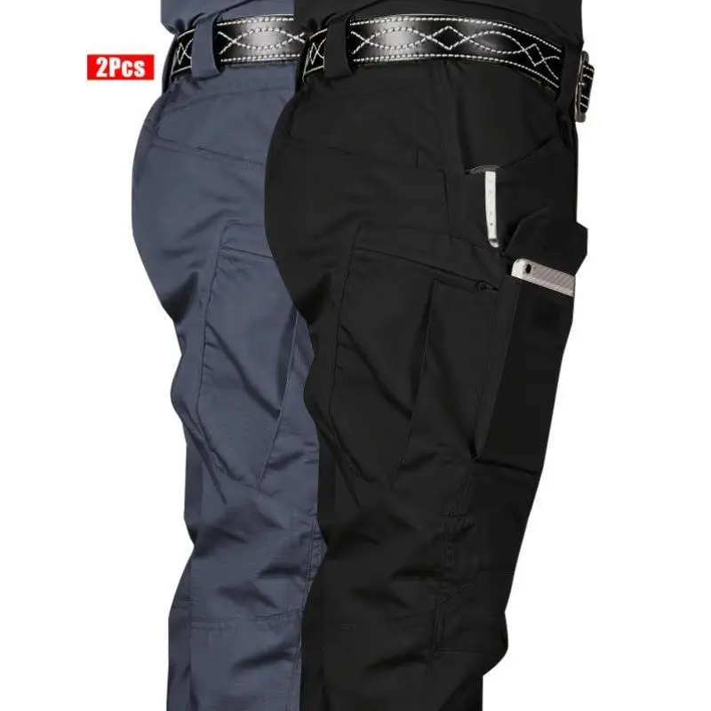 Spodnie robocze taktyczne 2026, wielokieszeniowe, jednokolorowe, z włókna poliestrowego, proste nogawki, eleganckie spodnie codzienne.