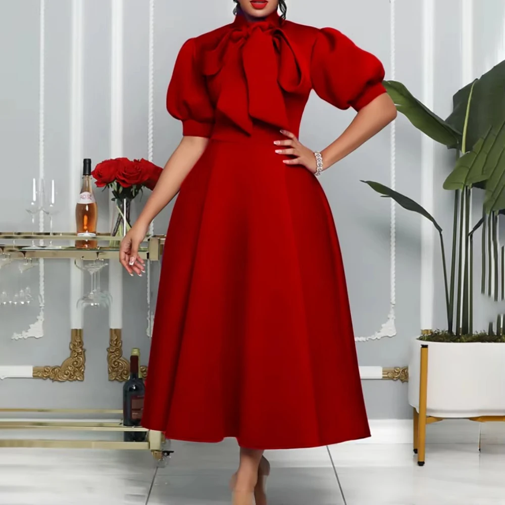 

Elegant Luxury Evening Dresses Bow Short Sleeve Long Dress Exquisite High Quality Sexy Prom Party Gowns for Women Customized
