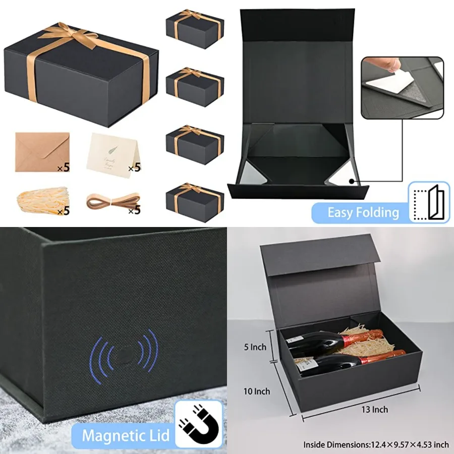 

Extra Large Gifts Boxes Bulk Set of 5, 13. 10 4 ch Elegant Gift Boes with Magnetic Lids, Card, Sticker, Ribbon, Shded Paper Fil