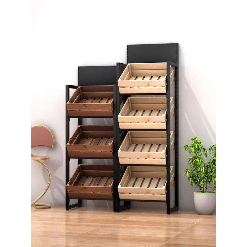 Solid wood kitchen vegetable rack fruit and vegetable snack storage rack vegetable basket rack floor multi-layer storage frame