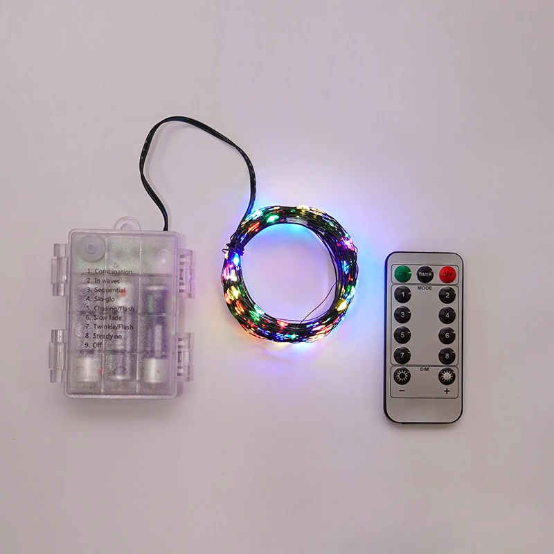 Remote Control Christmas Tree 100 Meter Dark Green Copper Wire Light String Rat Lights Socket Power Supply Holiday Decorations
