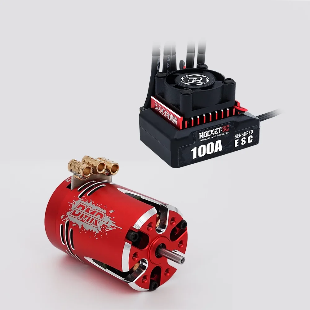 BMRC ROCKETRC rocket 1/10 Drift 100A brushless induction motor powered by black and red purple