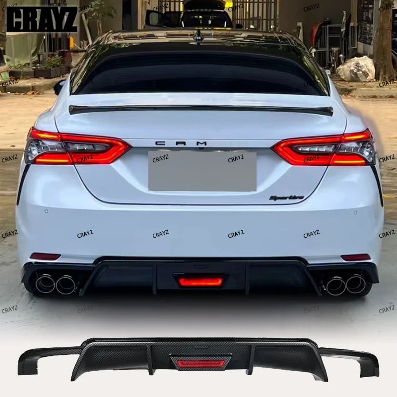 

Для Toyota Camry 8th Sport SE XSE 2018 2019 2020 2021 2022 2023 задний бампер, диффузор, разделительная пластина со светодиодной подсветкой, комплект кузова