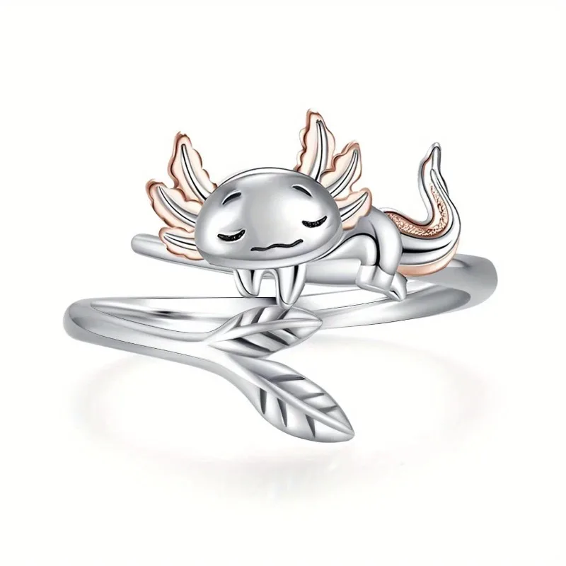 Fashionable Cute Animal Little Mermaid Opening Adjustable Ring Boho Engagement Rings for Women Animal Jewelry Anniversary Gift