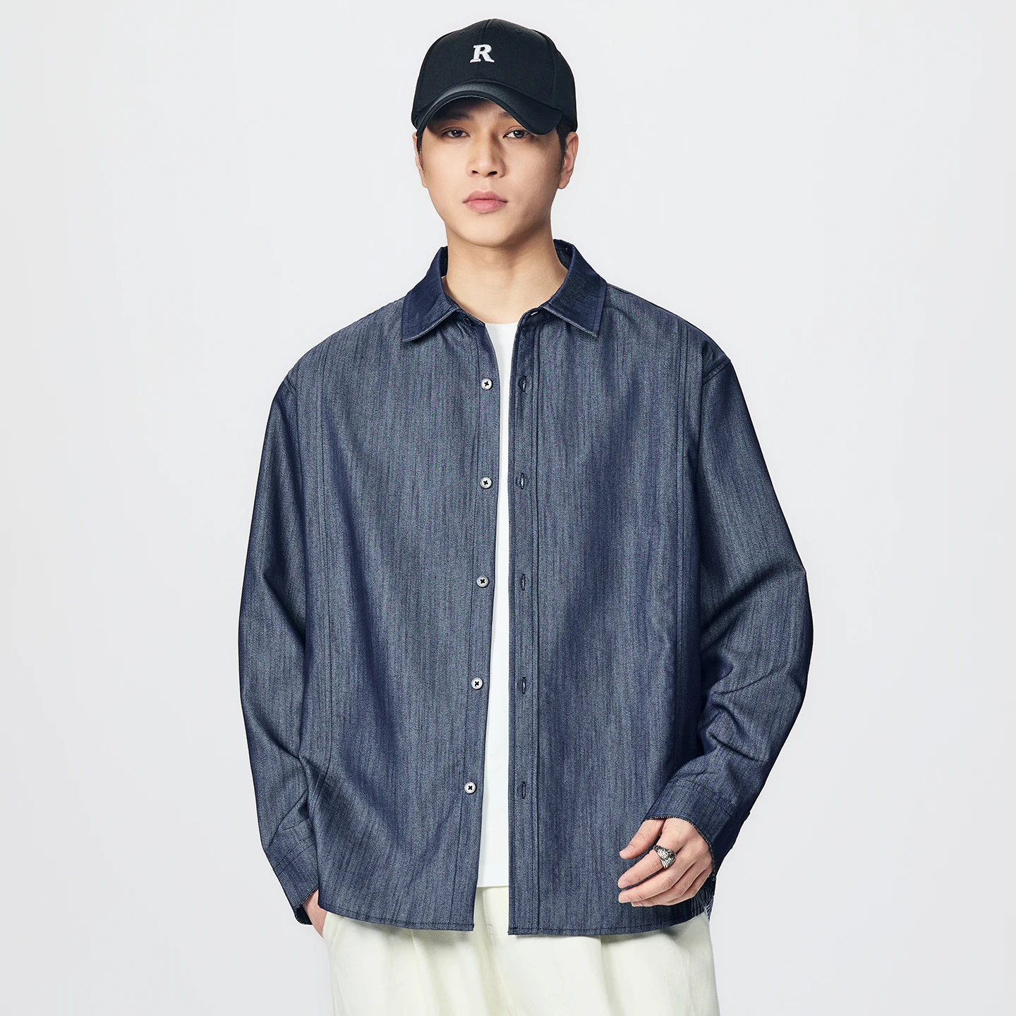 

New Male Japanese Streetwear Cardigan Shirt Blouse Men's Stripe Splice Fashion Vintage Long Sleeve Loose Casual Commute Shirt