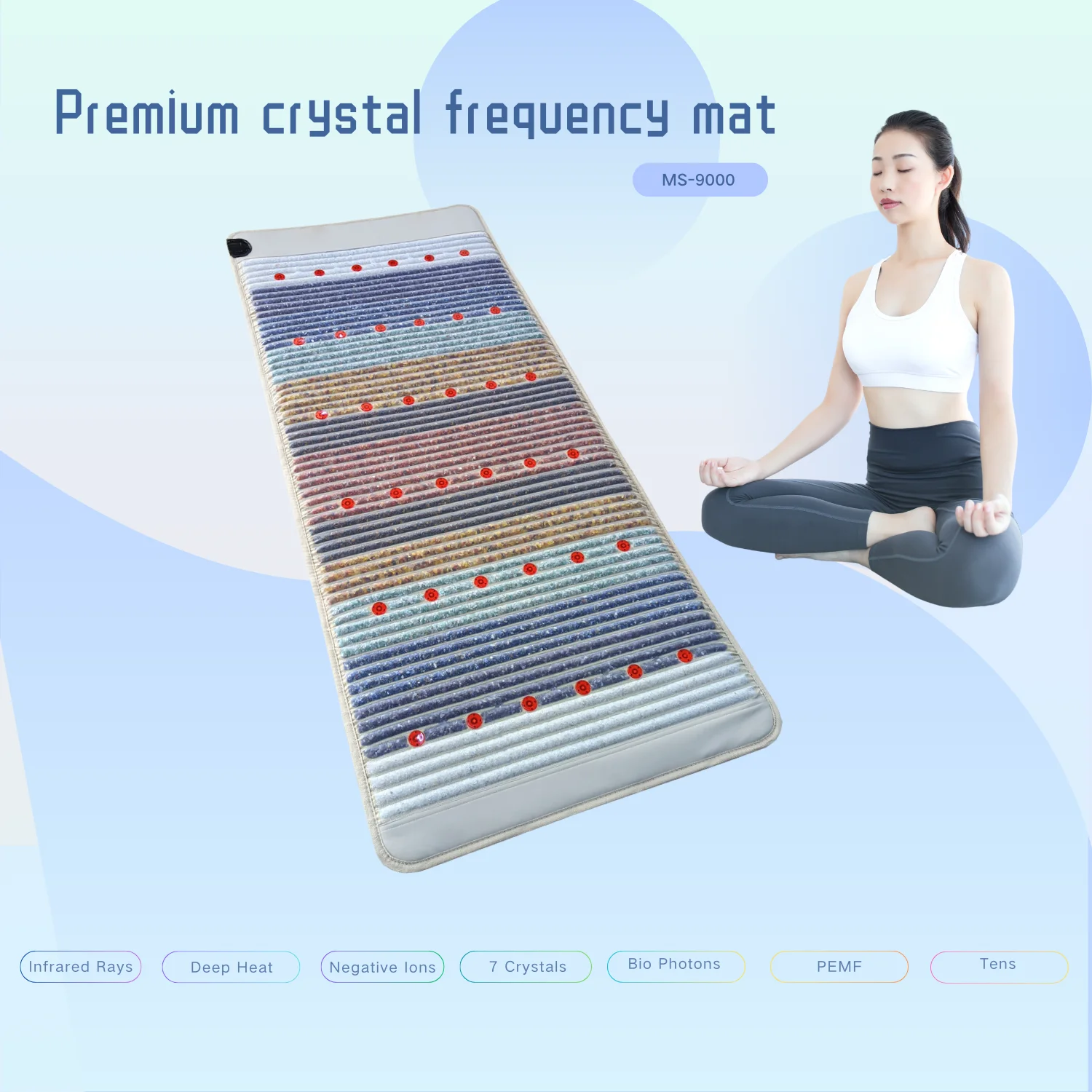 Premium Kristallen Mat MS-9000 Infrarood Diepe Hitte Schumann Resonantie Pemf Bio Foton 7 Helende Edelsteen Chakra Mat