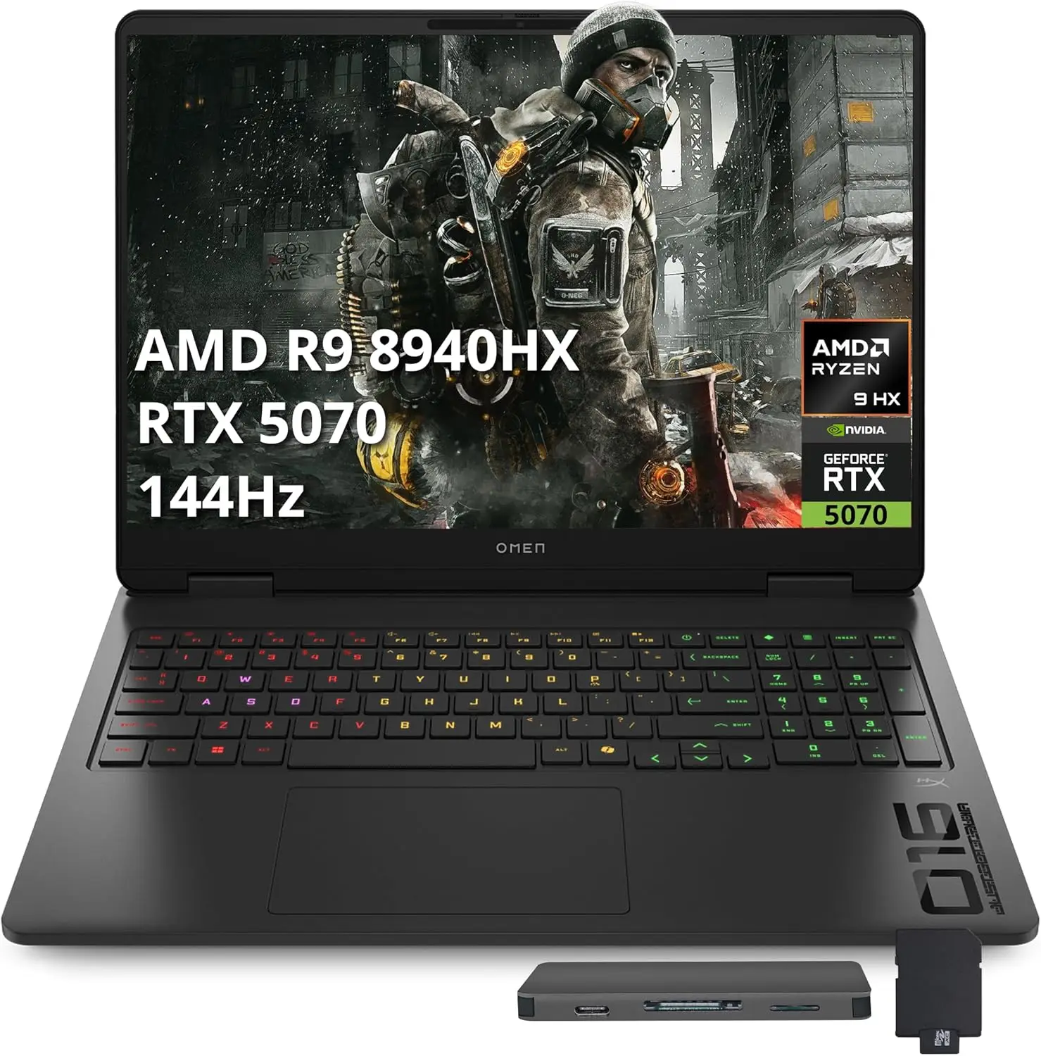 

Игровой ноутбук HP Omen 16 дюймов FHD 144 Гц, AMD Ryzen 9 8940HX, NVIDIA GeForce RTX 5070, 64 ГБ DDR5, 4 ТБ PCIe SSD, клавиатура с подсветкой