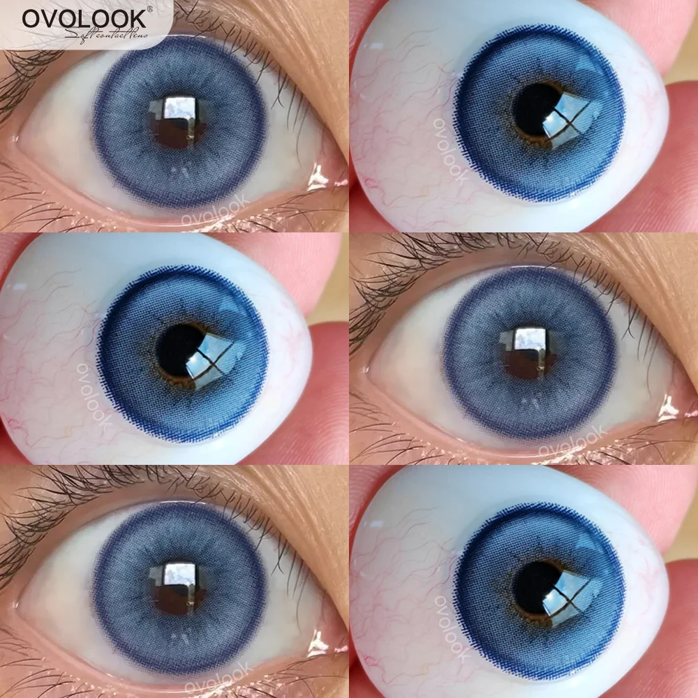 

OVOLOOK-Blue Contact Lenses for Eyes Pink Color Contact Lenses Fashion Myopia Lenses for Eye Grey Brown Natural Pupils 2pcs/pair