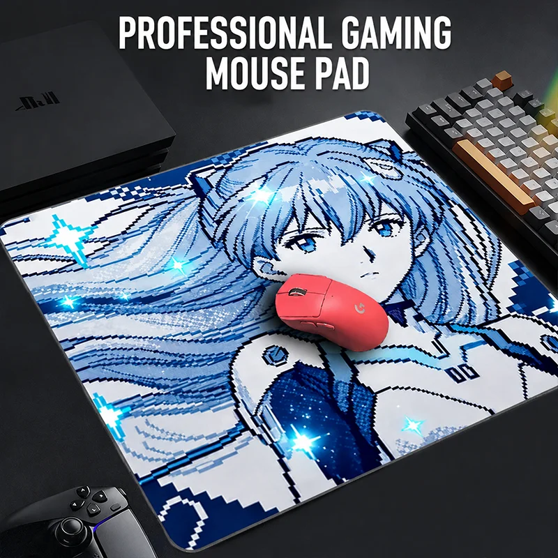 Rubber Non-Slip Stitched Edge Pixel Anime Girl Gaming Mouse Pad Unisex PC Gaming Desk Mat